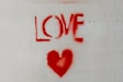 red heart on white background