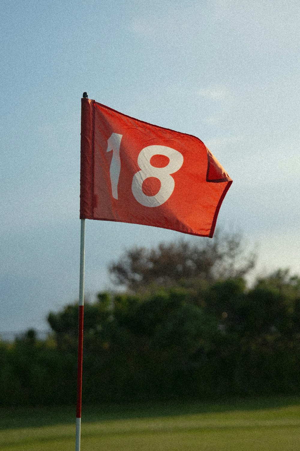 red and white flag on pole