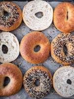 brown donuts on gray tray