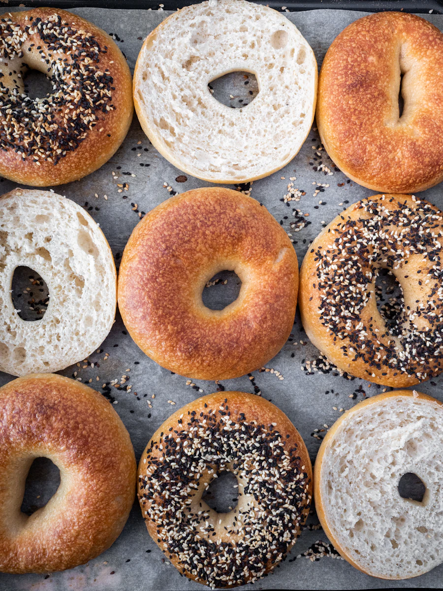 Fresh baked bagels at Kiva's