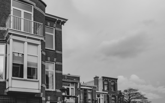 grayscale photo of concrete building