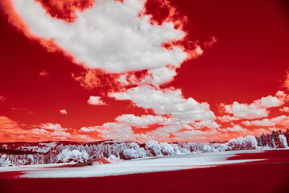 snow covered field under cloudy sky during daytime