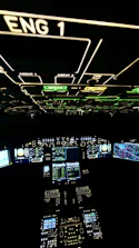 A futuristic motion simulator cockpit glowing with LED controls.