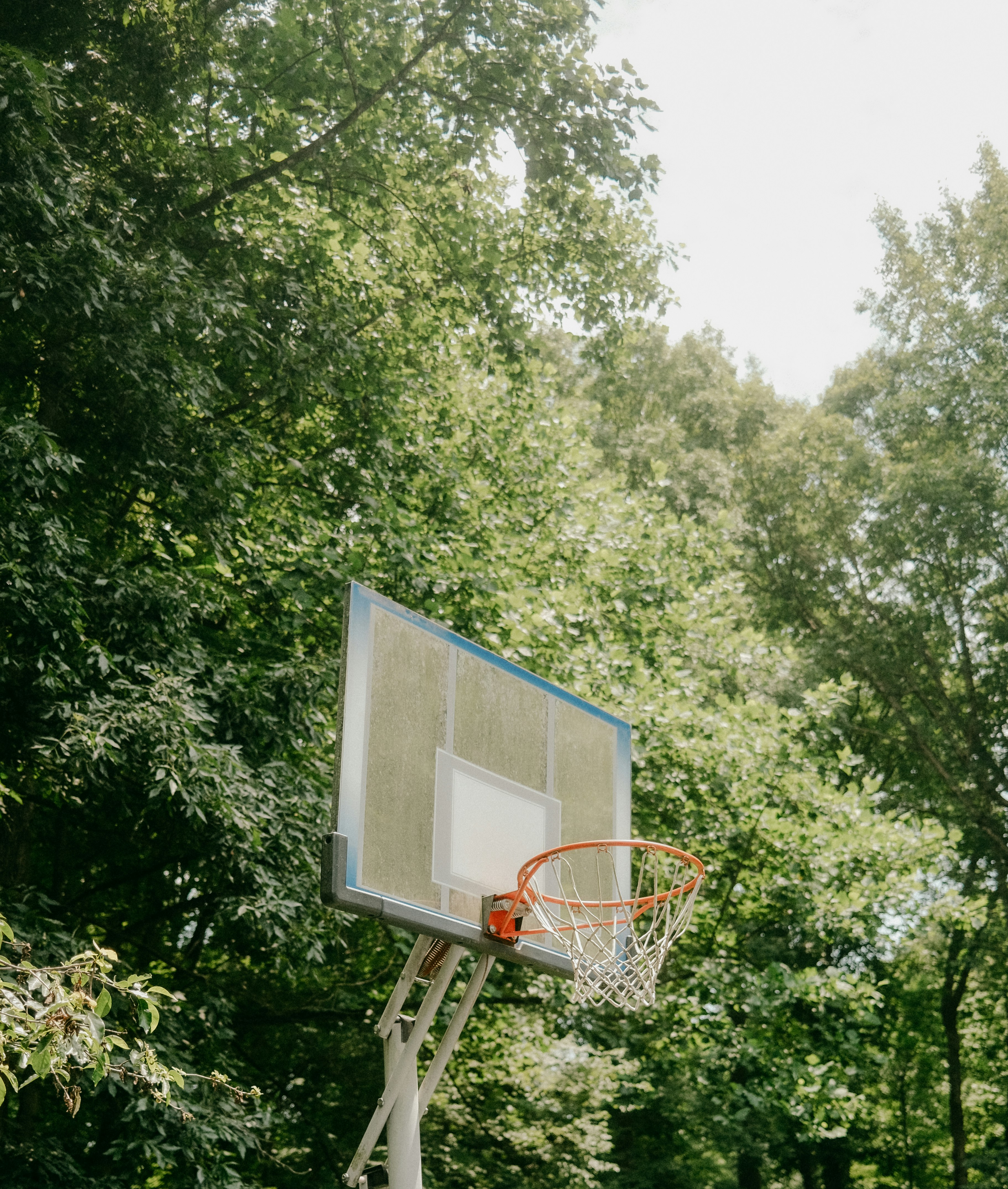 white and blue basketball hoop