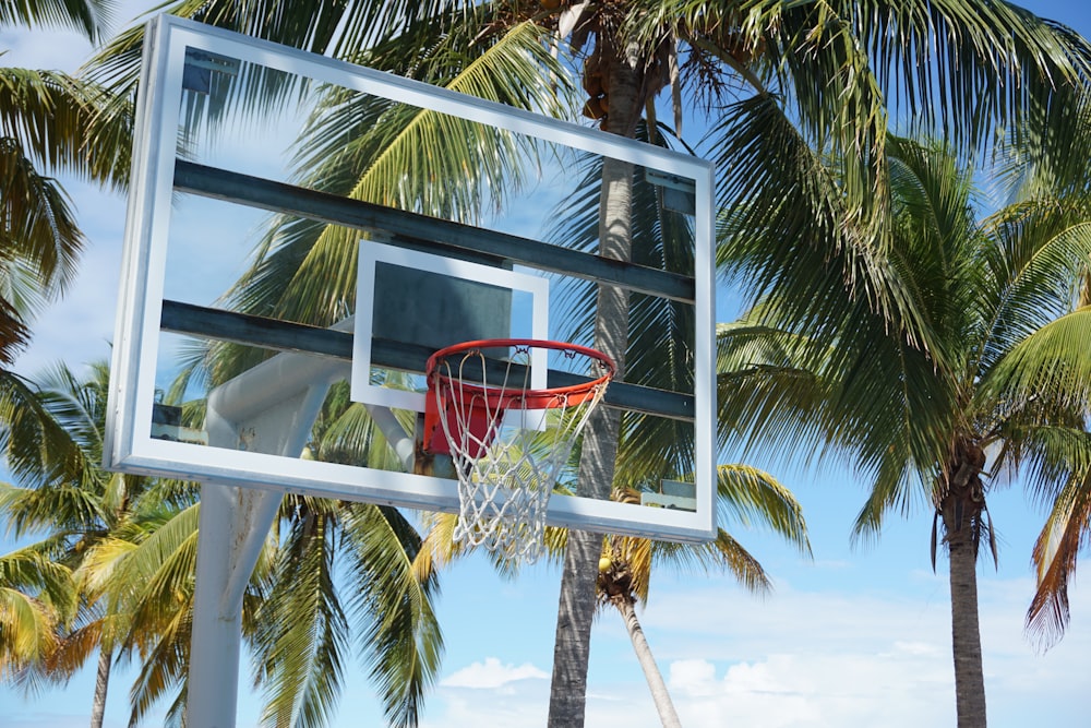 white and red basketball hoop