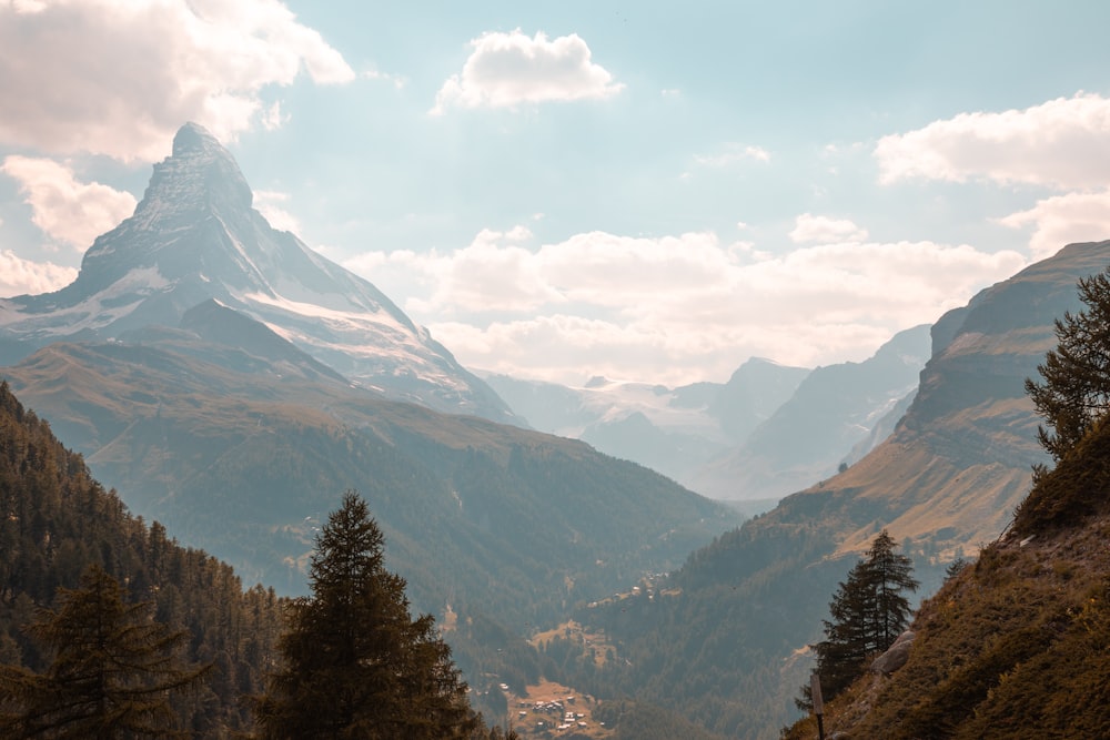 green trees on mountain under white clouds during daytime