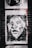 A black and white graphic poster depicting an abstract human face, attached to a brick wall. The artistic rendering uses bold lines and patterns to form facial features, adding a touch of mystery and depth. Light and shadow play on the textured surface, enhancing the visual contrast.