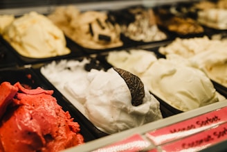 white ice cream on black tray