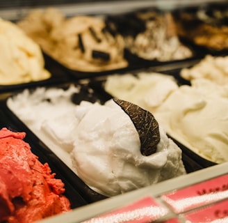 white ice cream on black tray