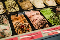 brown and white ice cream