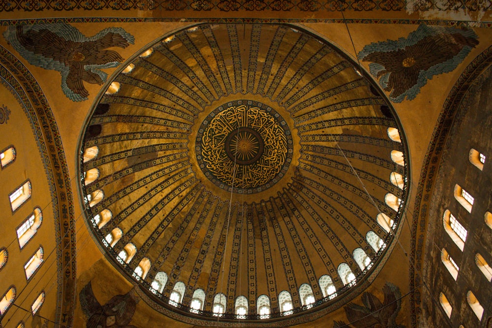 brown and black floral ceiling