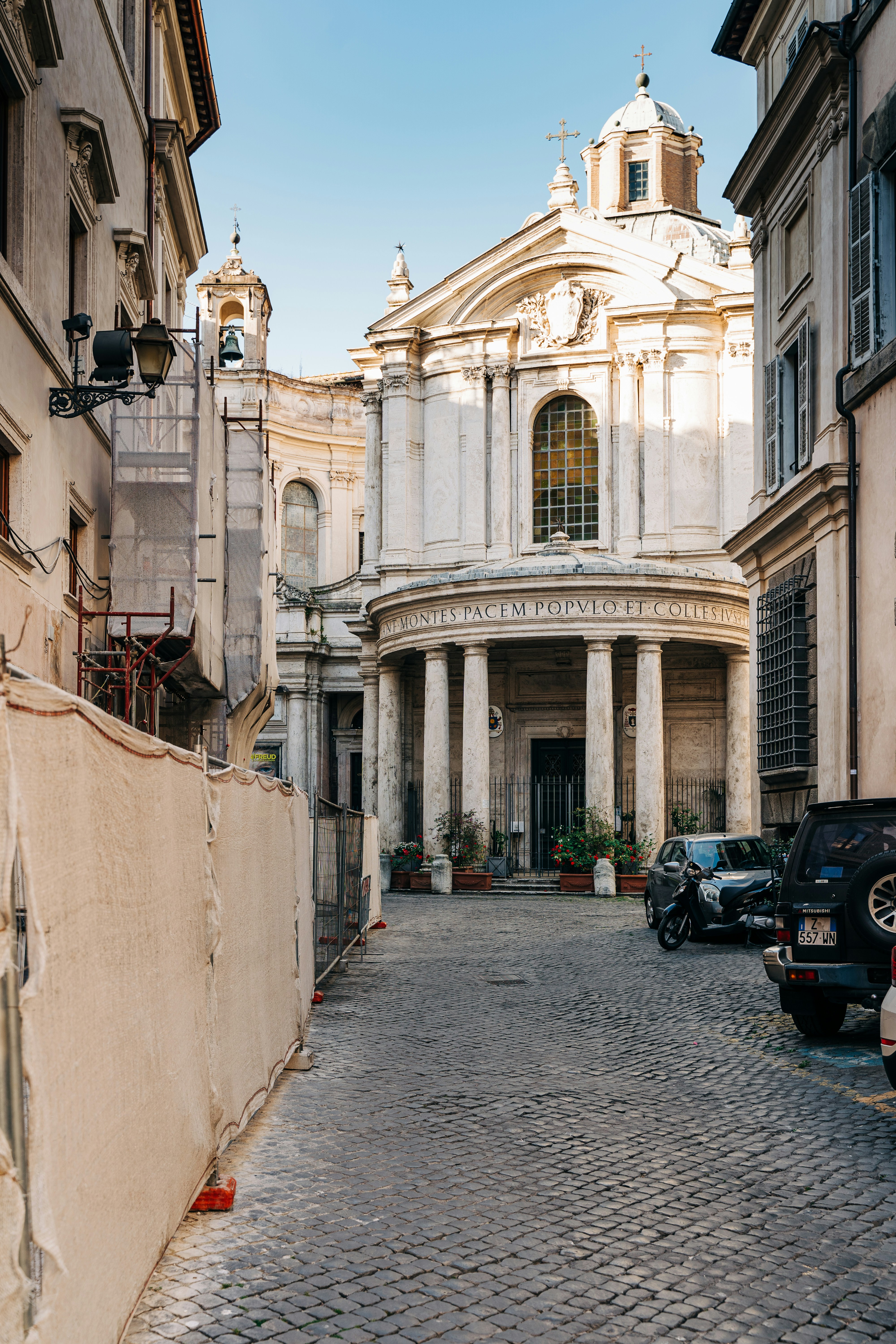 The entrance to the Chiostro del Bramante exhibition space in Rome, Italy