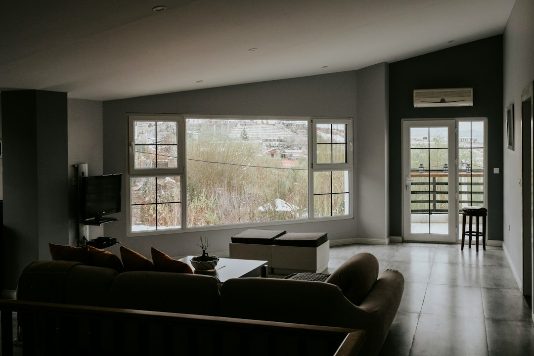Stylish window film in a modern living room