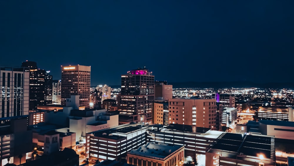 city buildings during night time