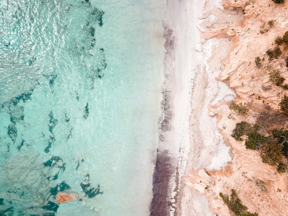 aerial view of ocean waves