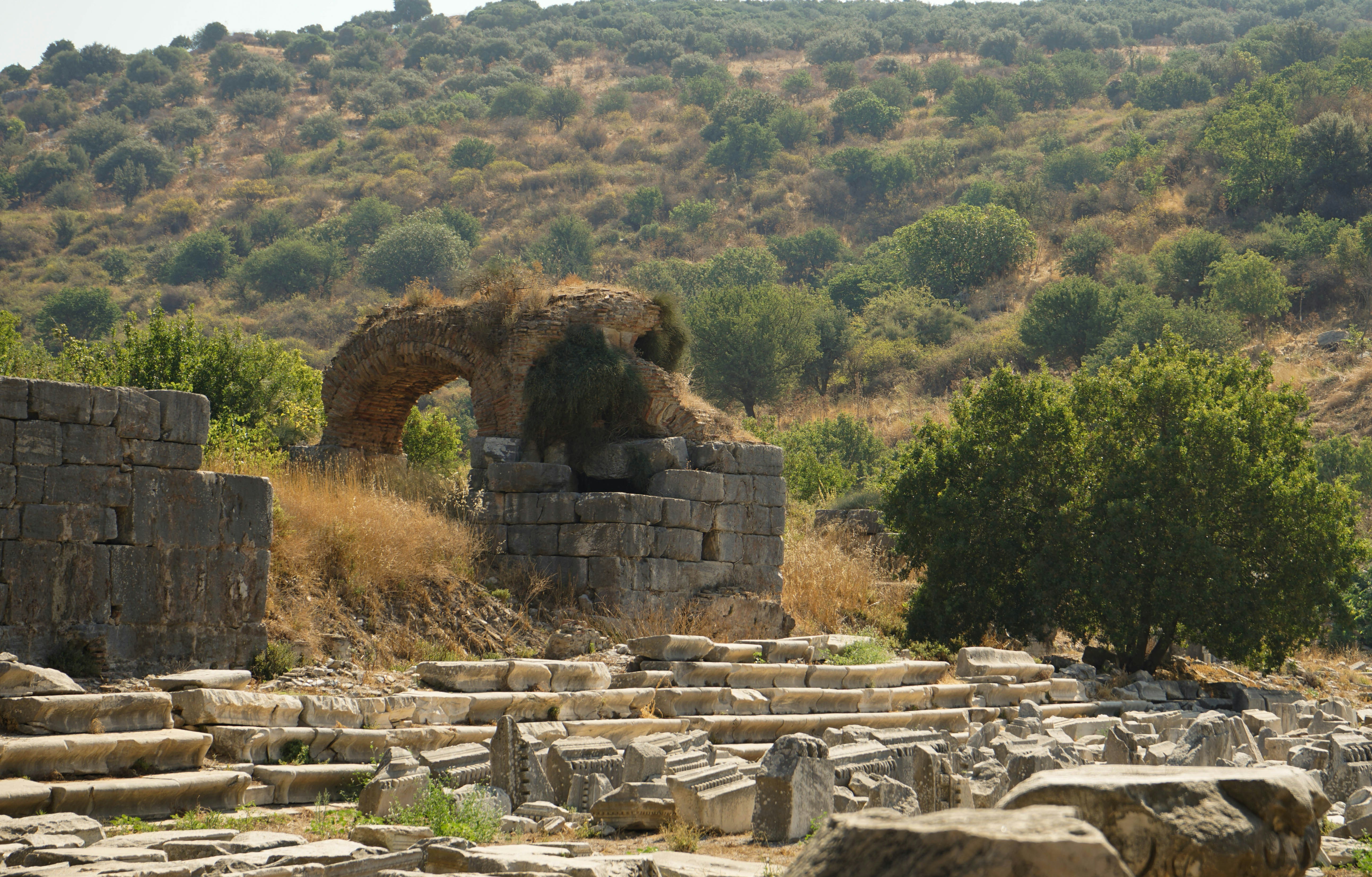 brown and gray concrete brick arch