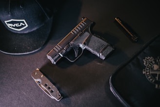 black and silver semi automatic pistol