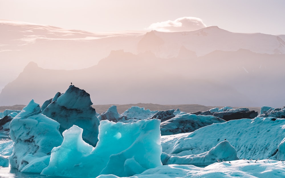 ice formation under gray sky