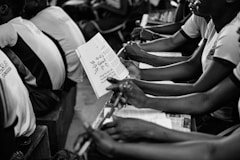 A classroom with students engaged in a lively discussion.