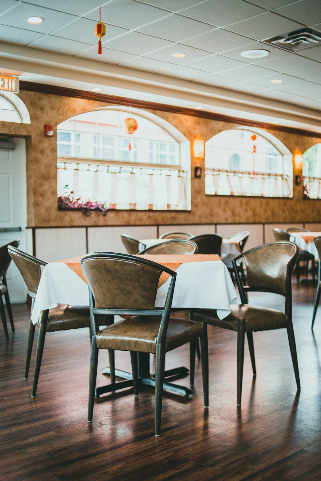 black and white chairs and table