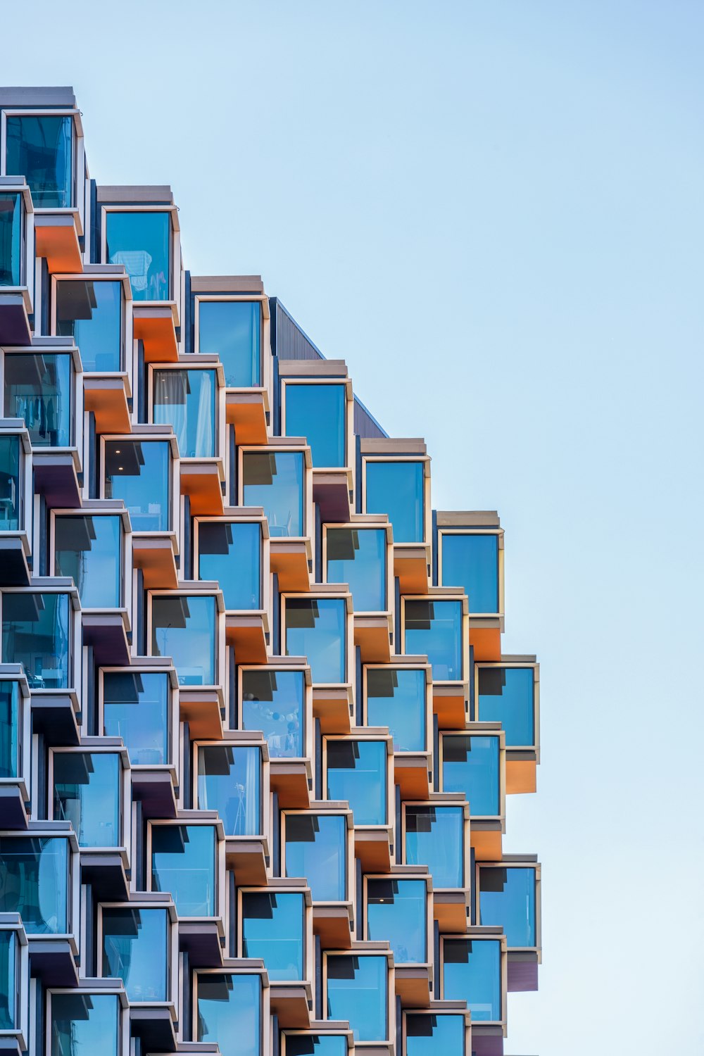 파란색과 흰색 콘크리트 건물