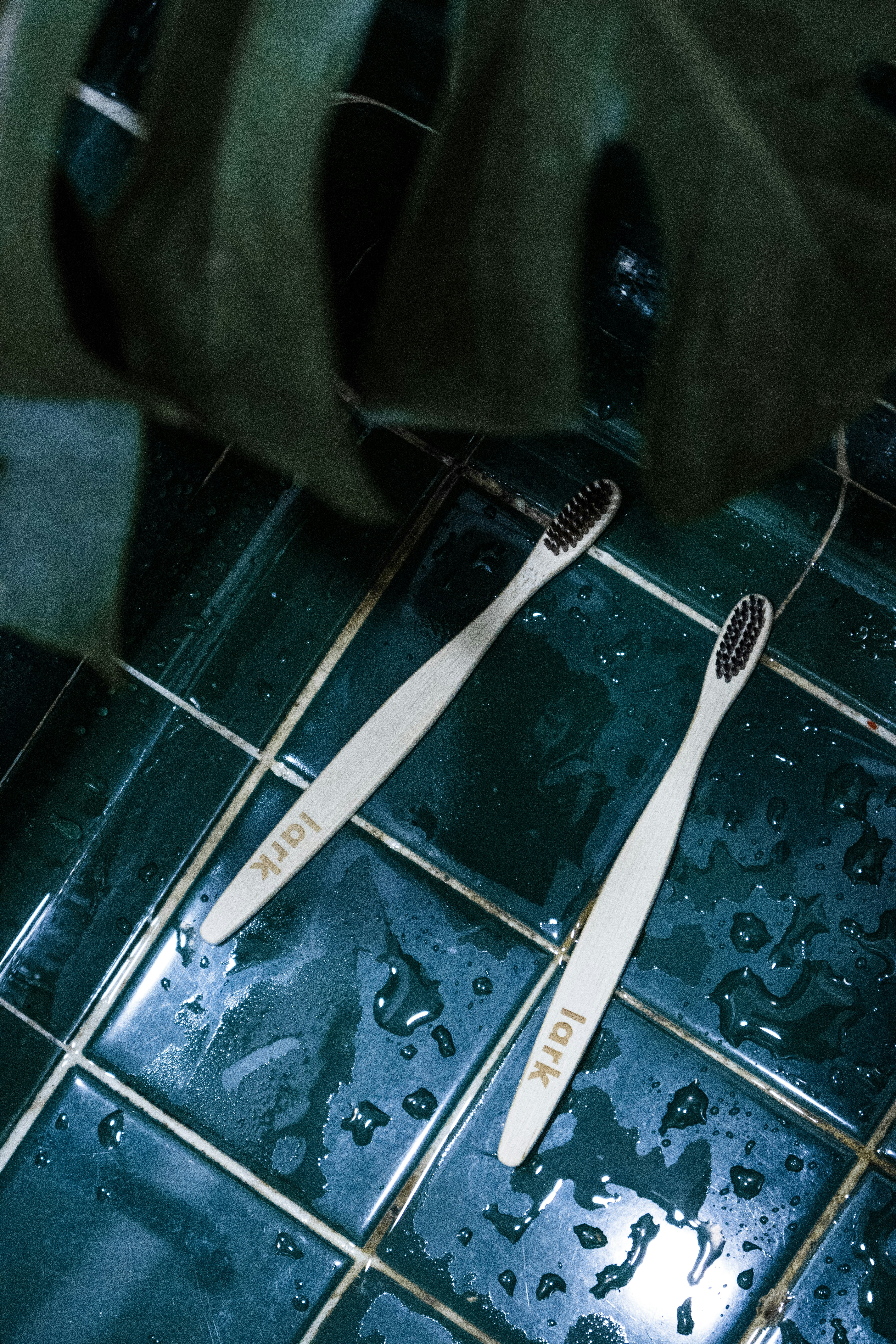 stainless steel fork on blue surface
