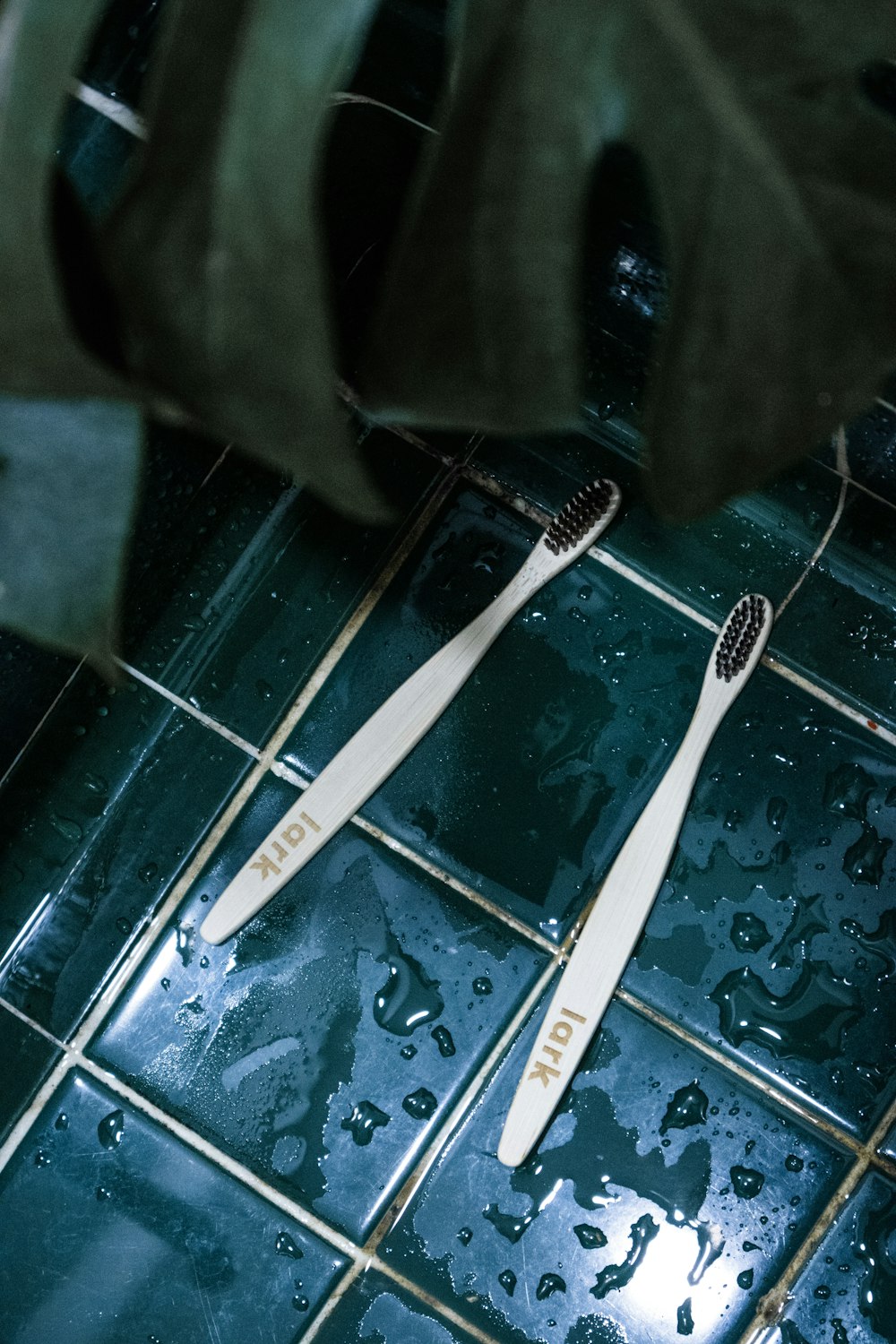 stainless steel fork on blue surface