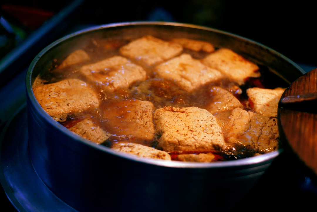 cooked food in stainless steel cooking pot