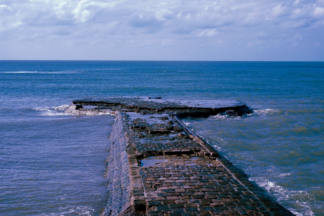 brown brick wall near sea under cloudy sky during daytime