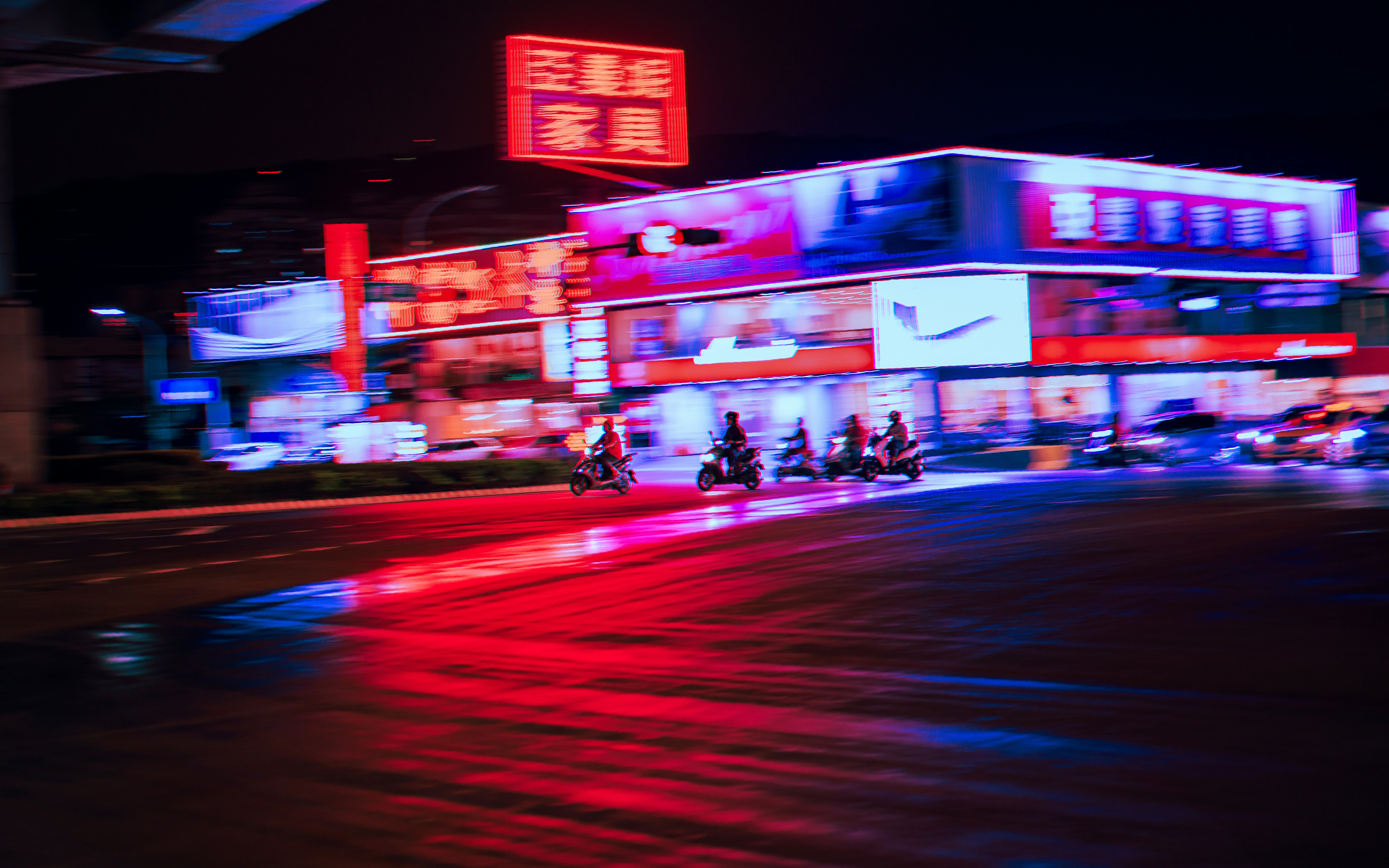 people walking on street during night time