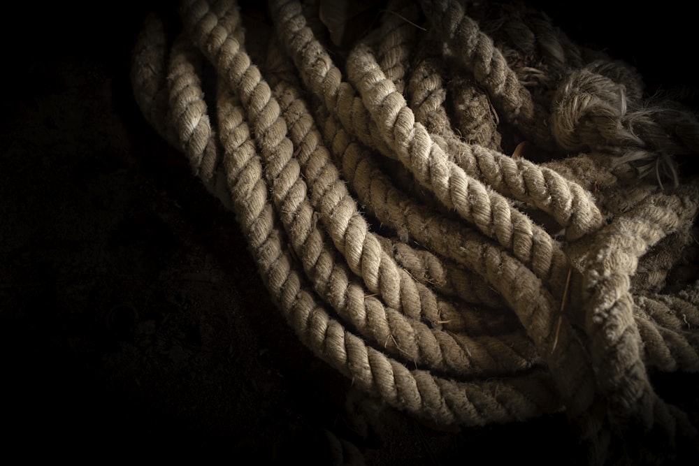 brown rope in black background