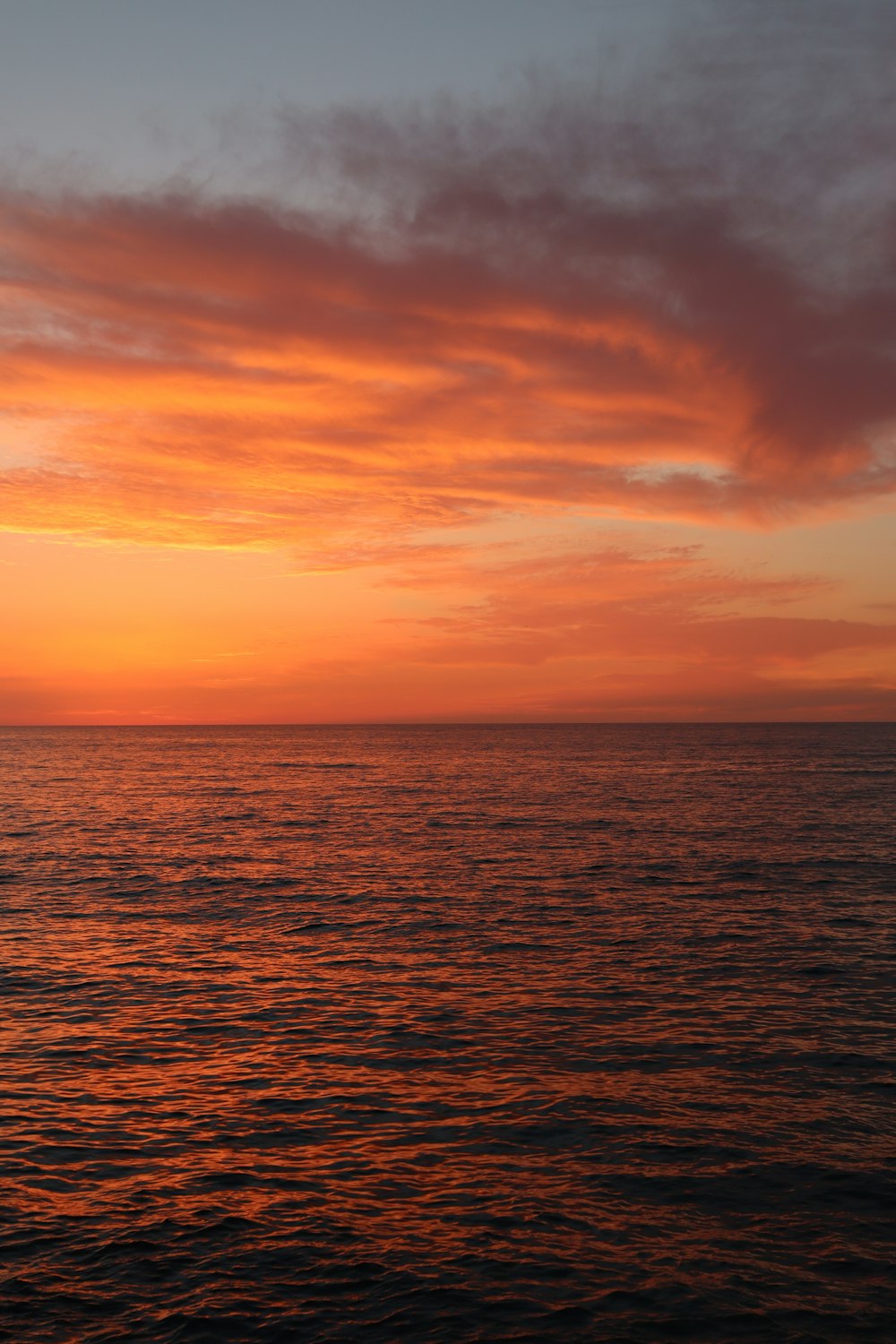 body of water during sunset