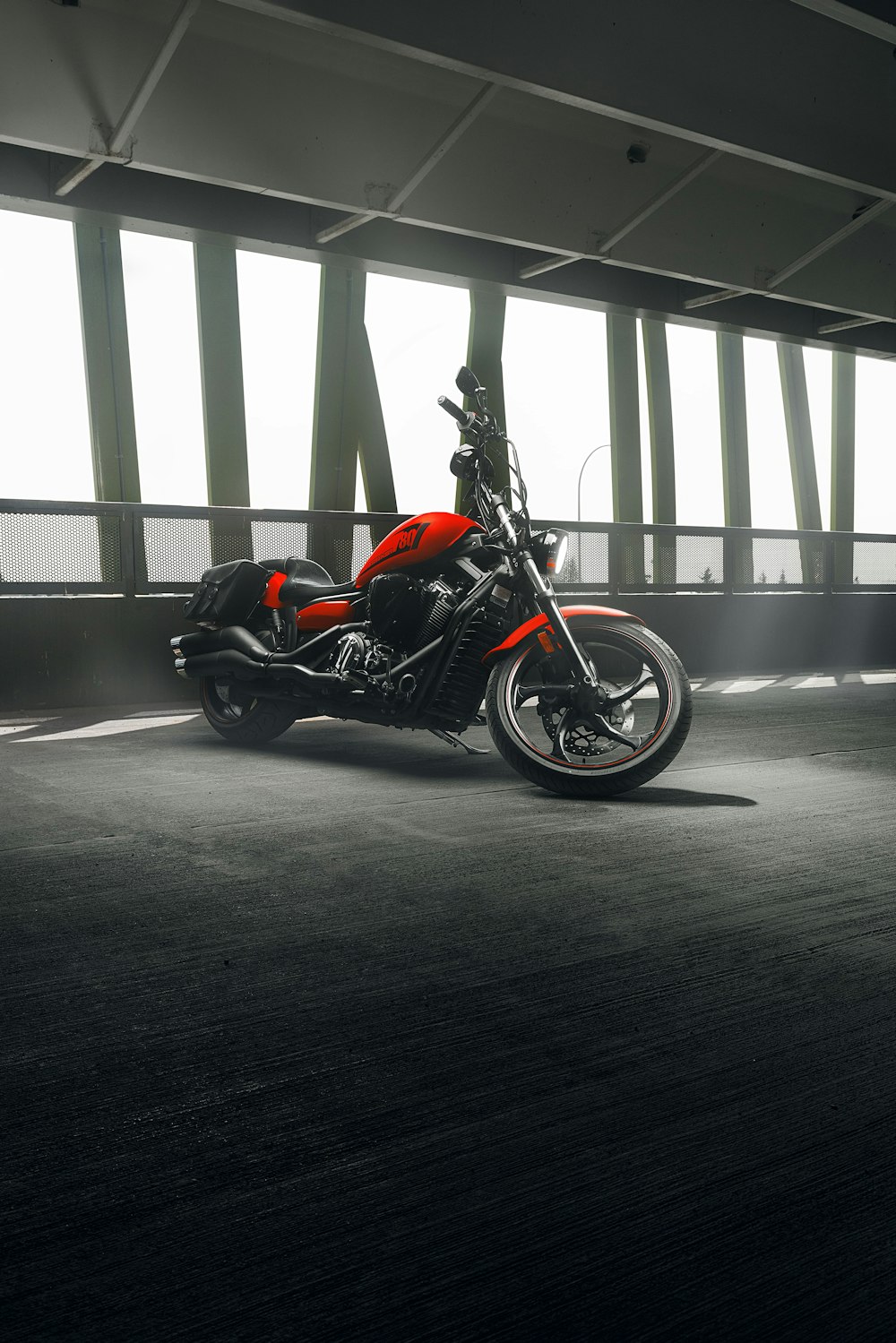 black and orange sports bike