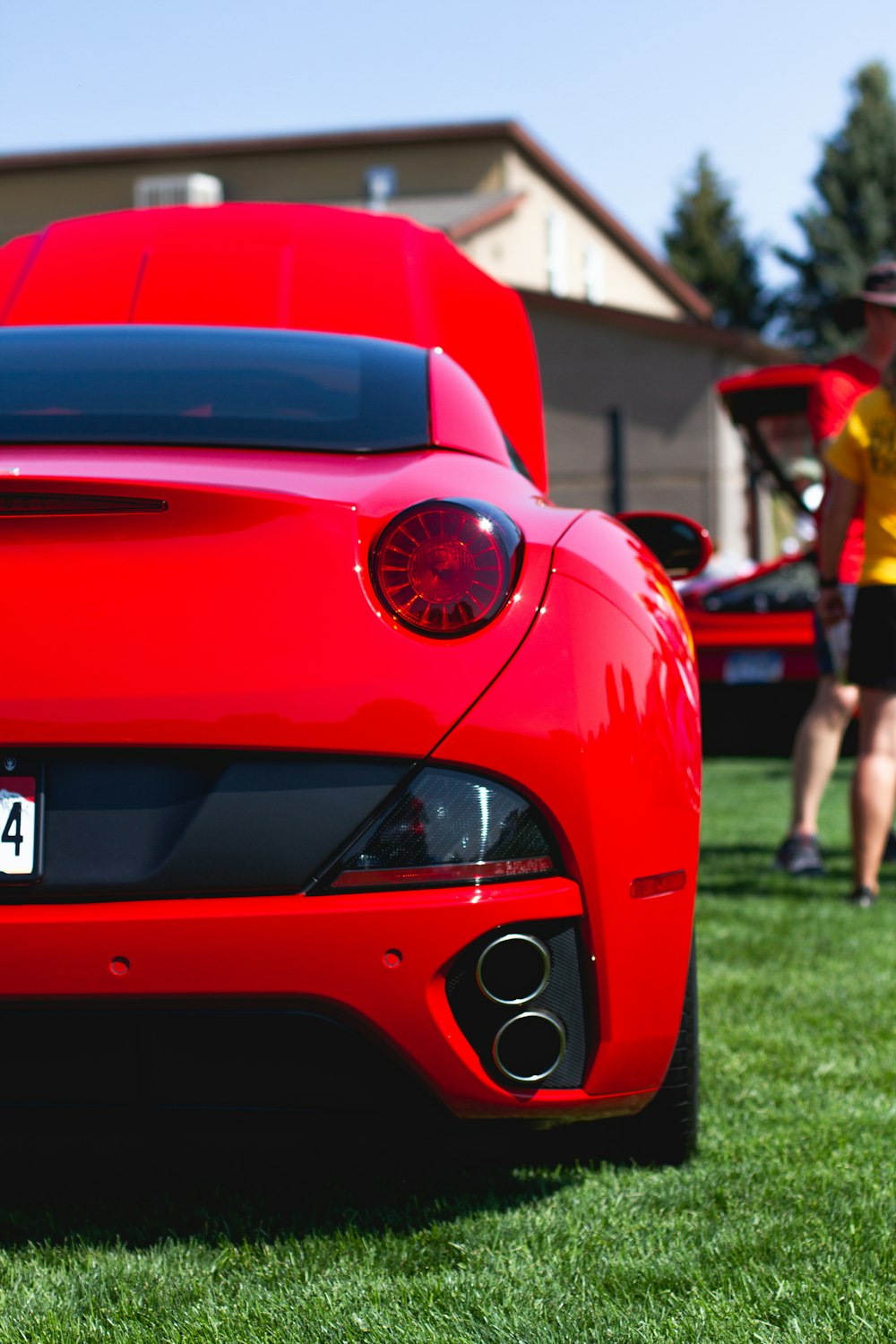 red ferrari 458 italia on green grass field