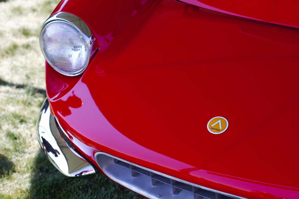 red car with chrome front bumper