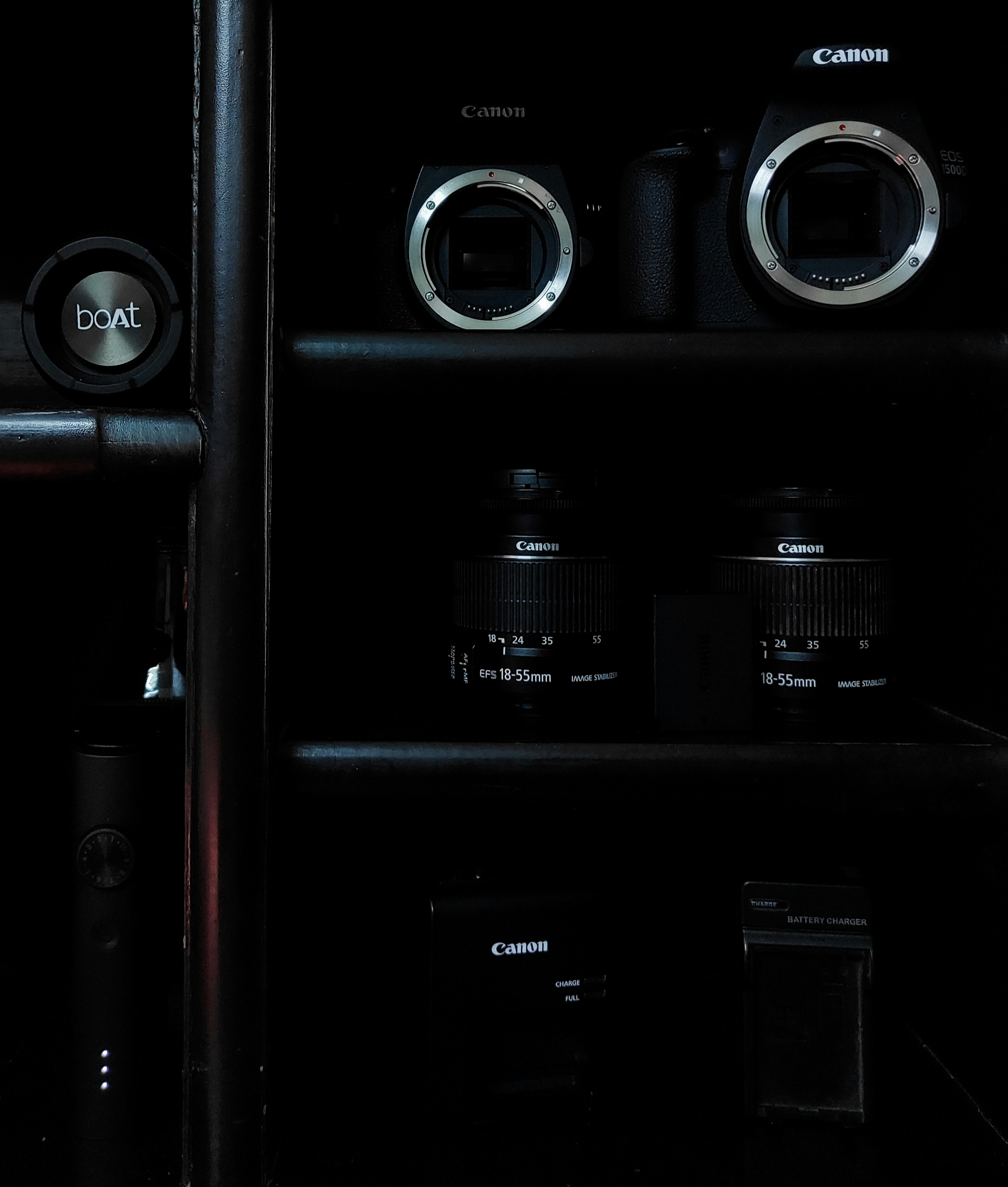 black and red shelf stereo