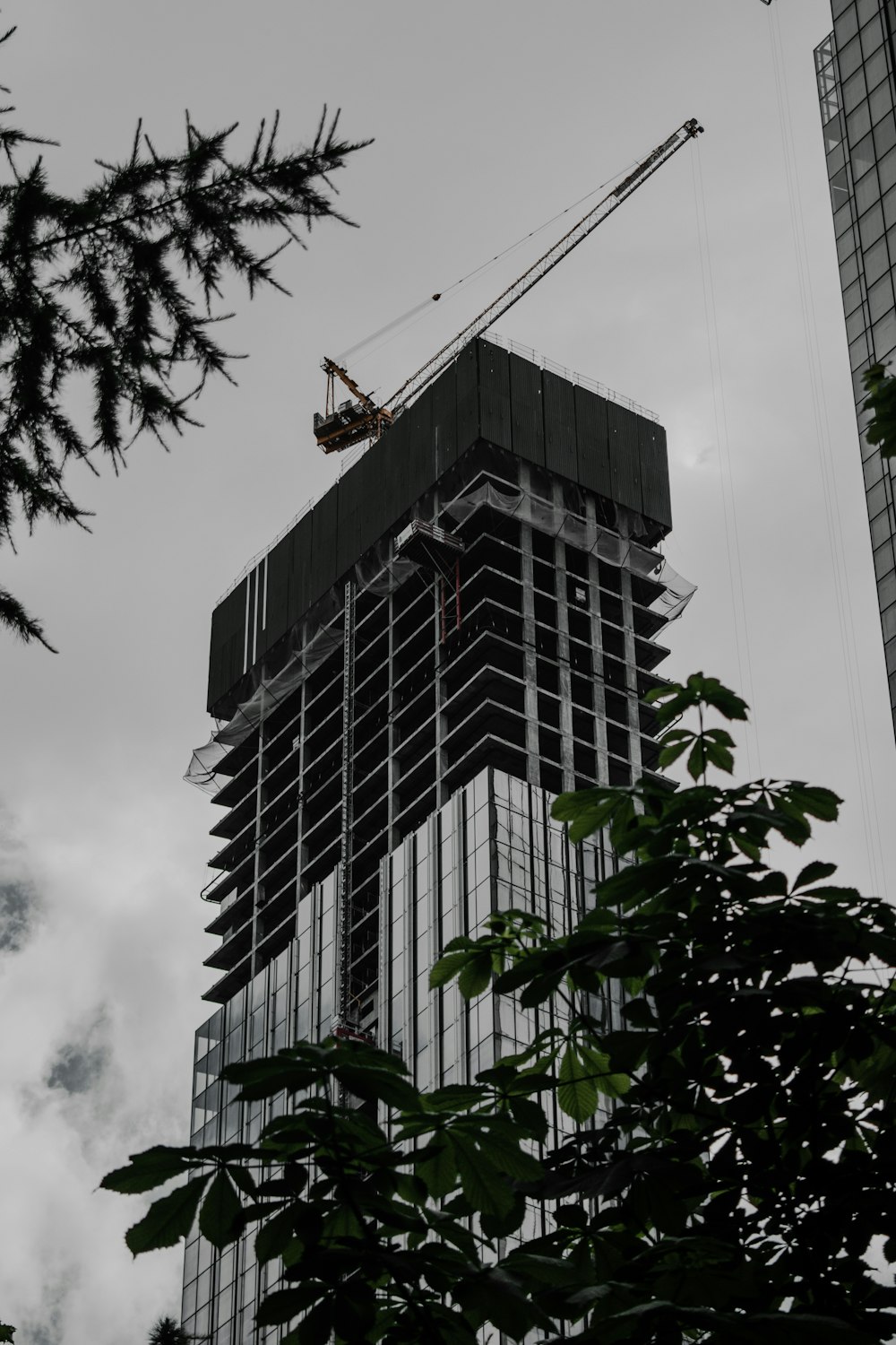 black and white concrete building