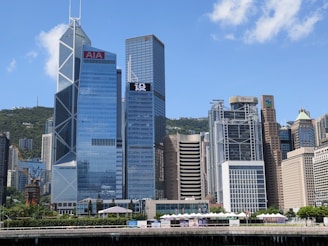 white and blue high rise building