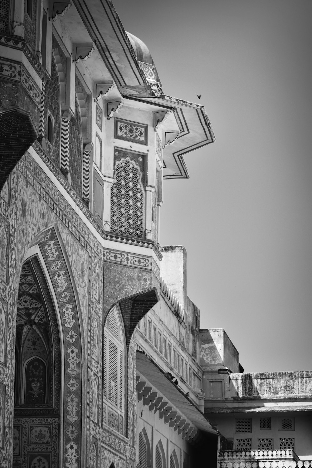 grayscale photo of concrete building