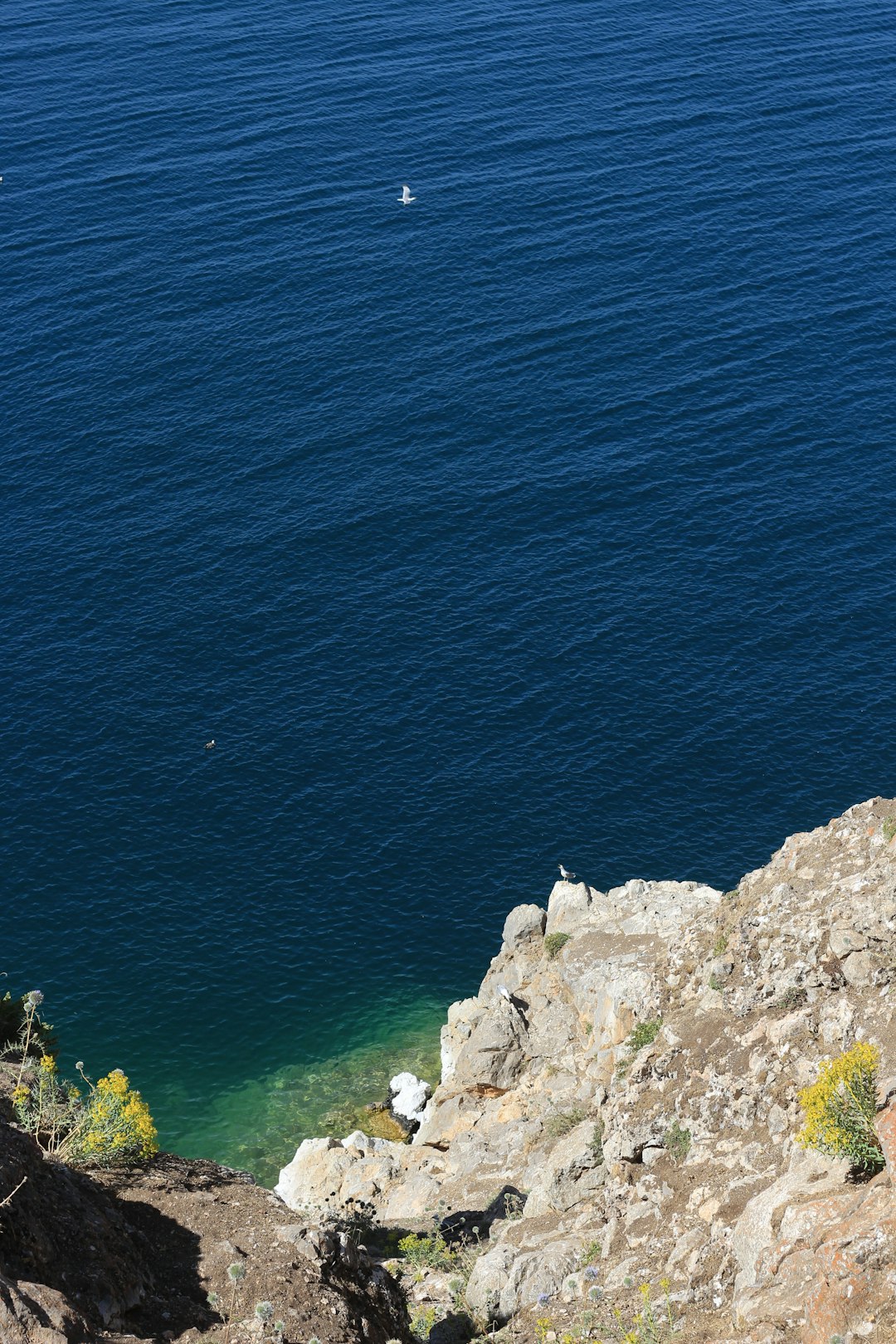 white rocky mountain beside blue sea during daytime