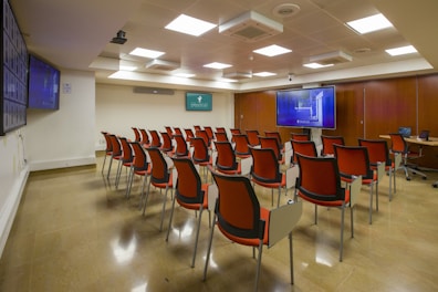 red and stainless steel chairs