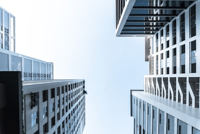 white and blue concrete building