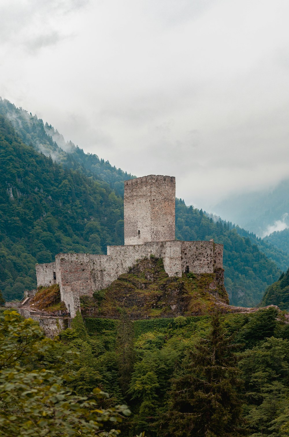 gray concrete castle on top of mountain