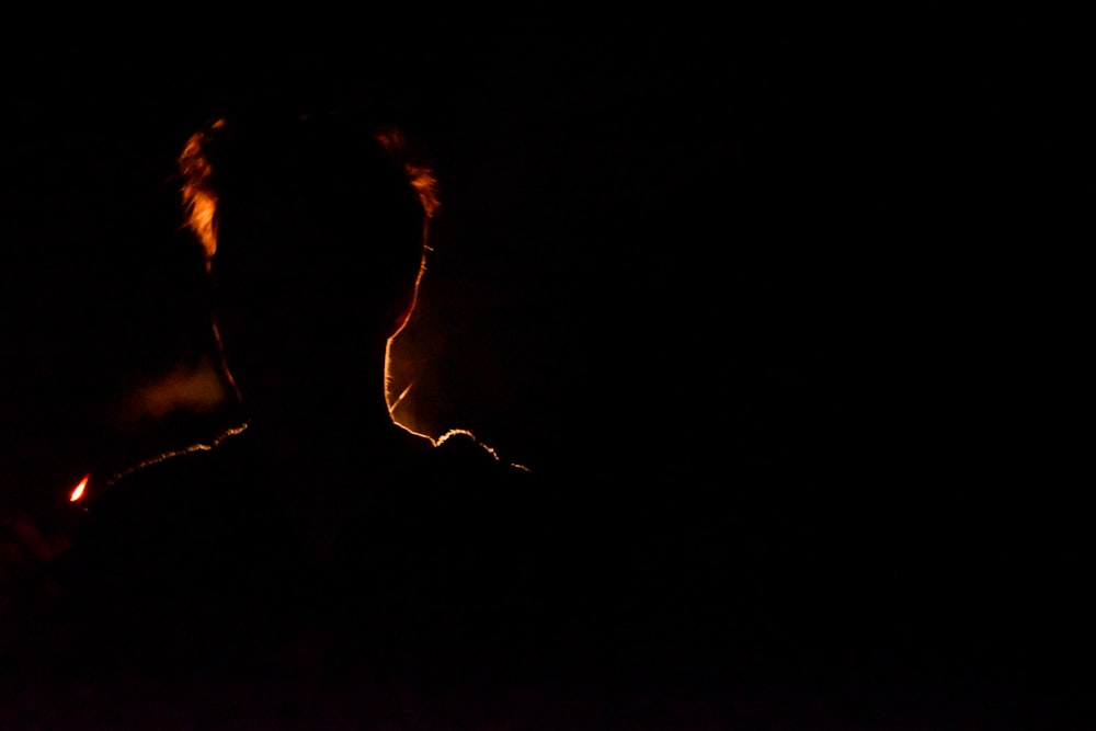 silhouette of woman with orange light
