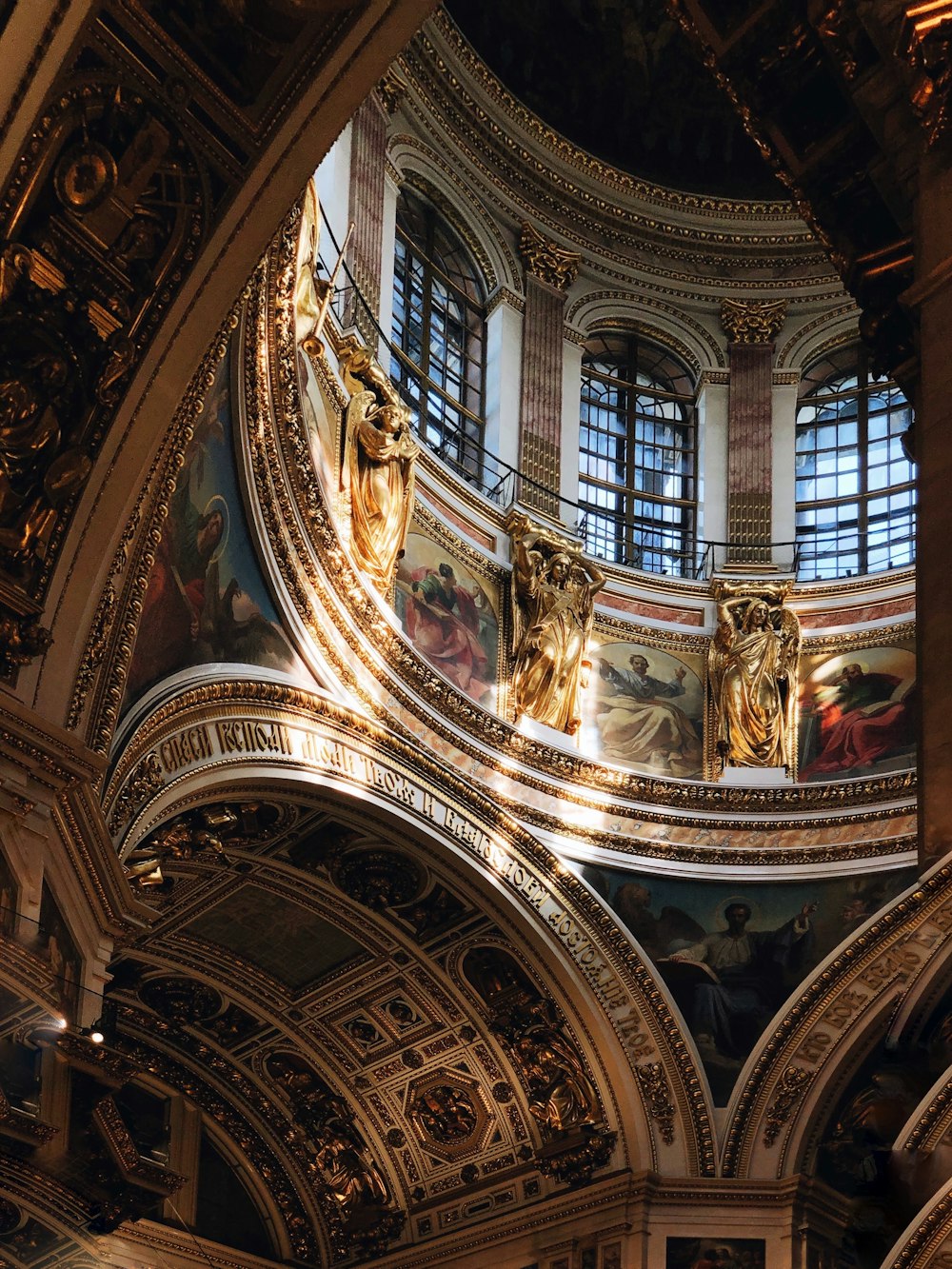 low angle photography of cathedral interior