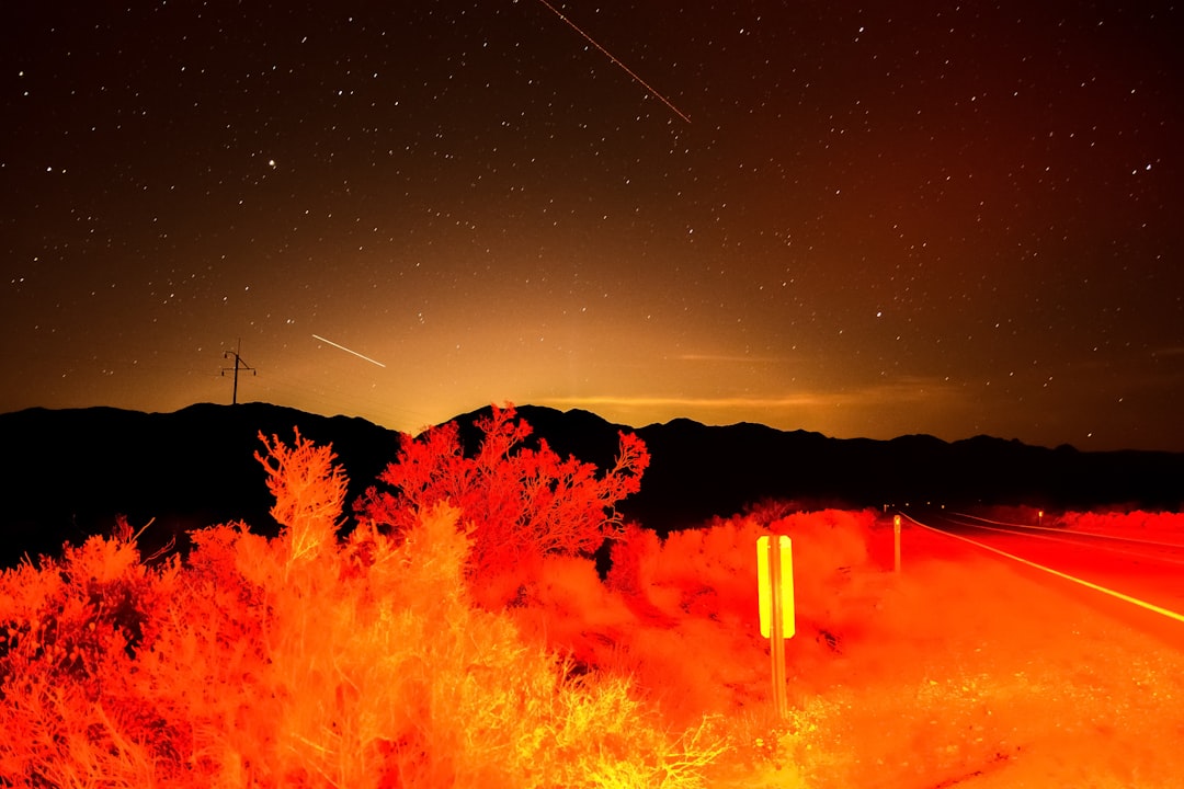 orange lights on the ground during night time