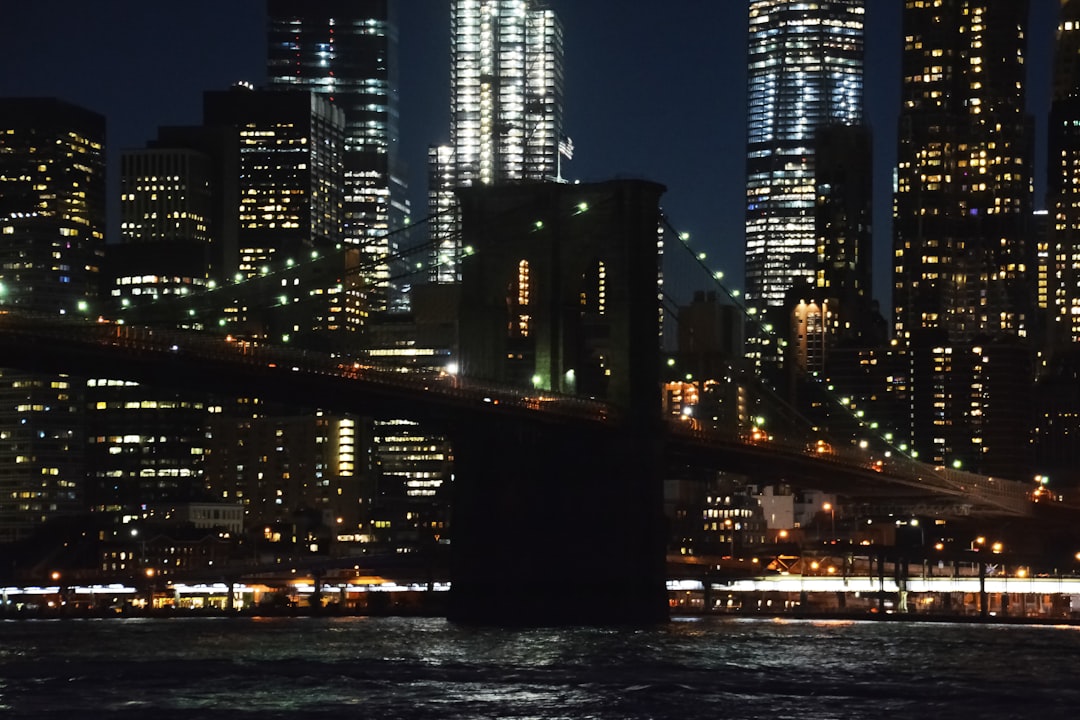 city skyline during night time