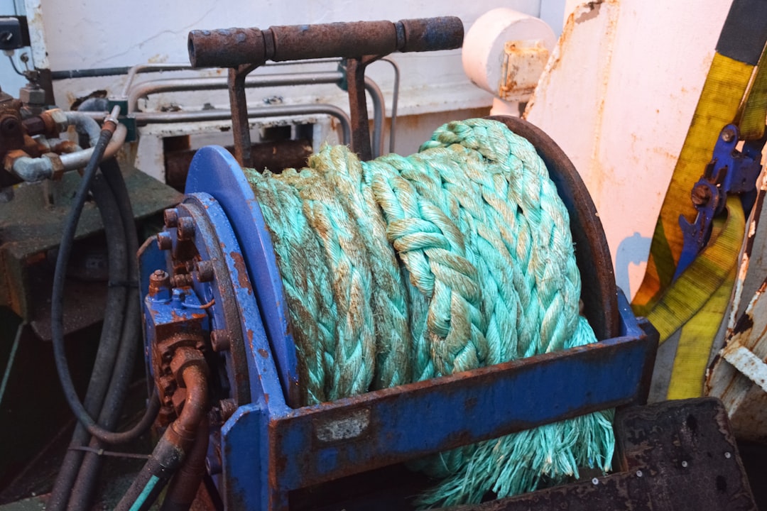 blue and white metal machine