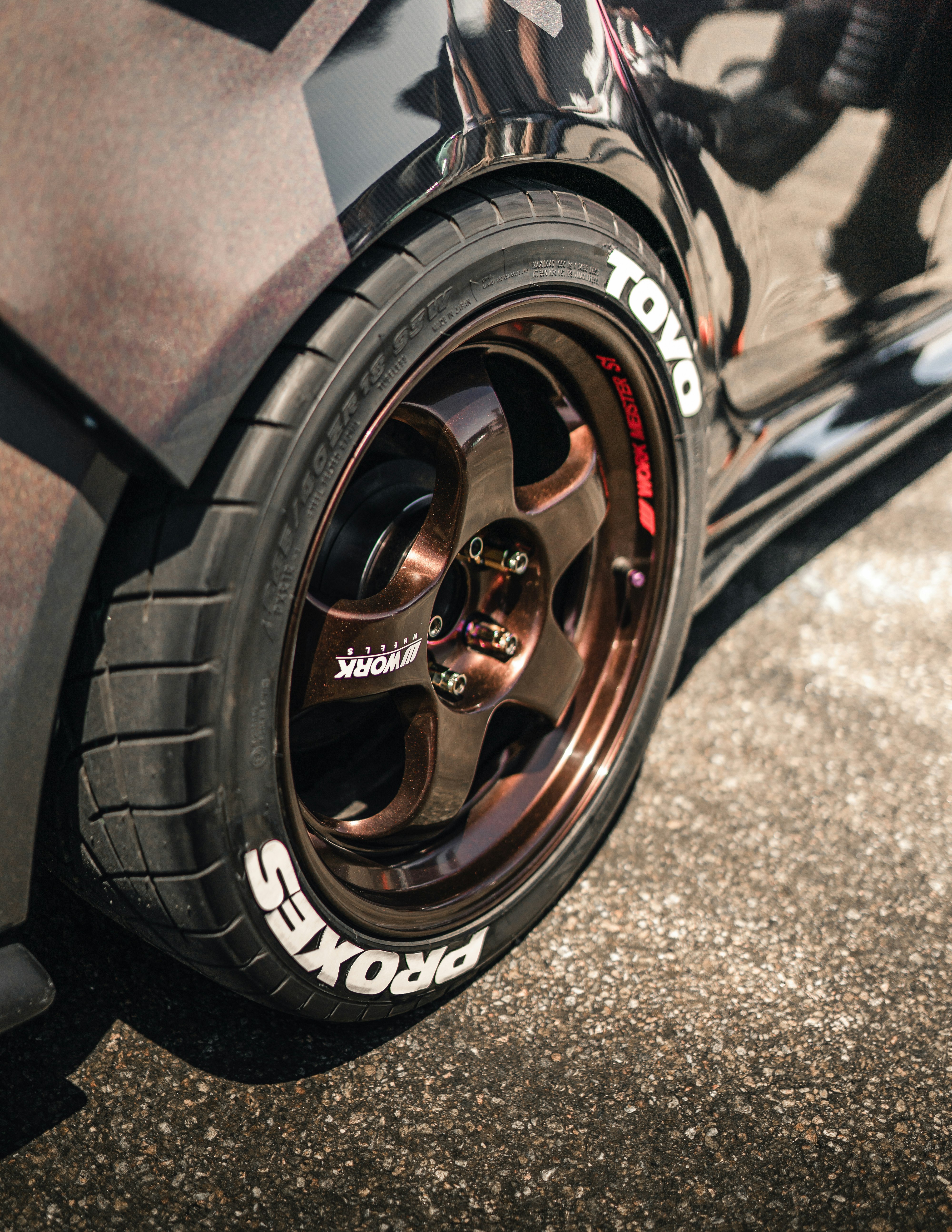 black and silver car wheel