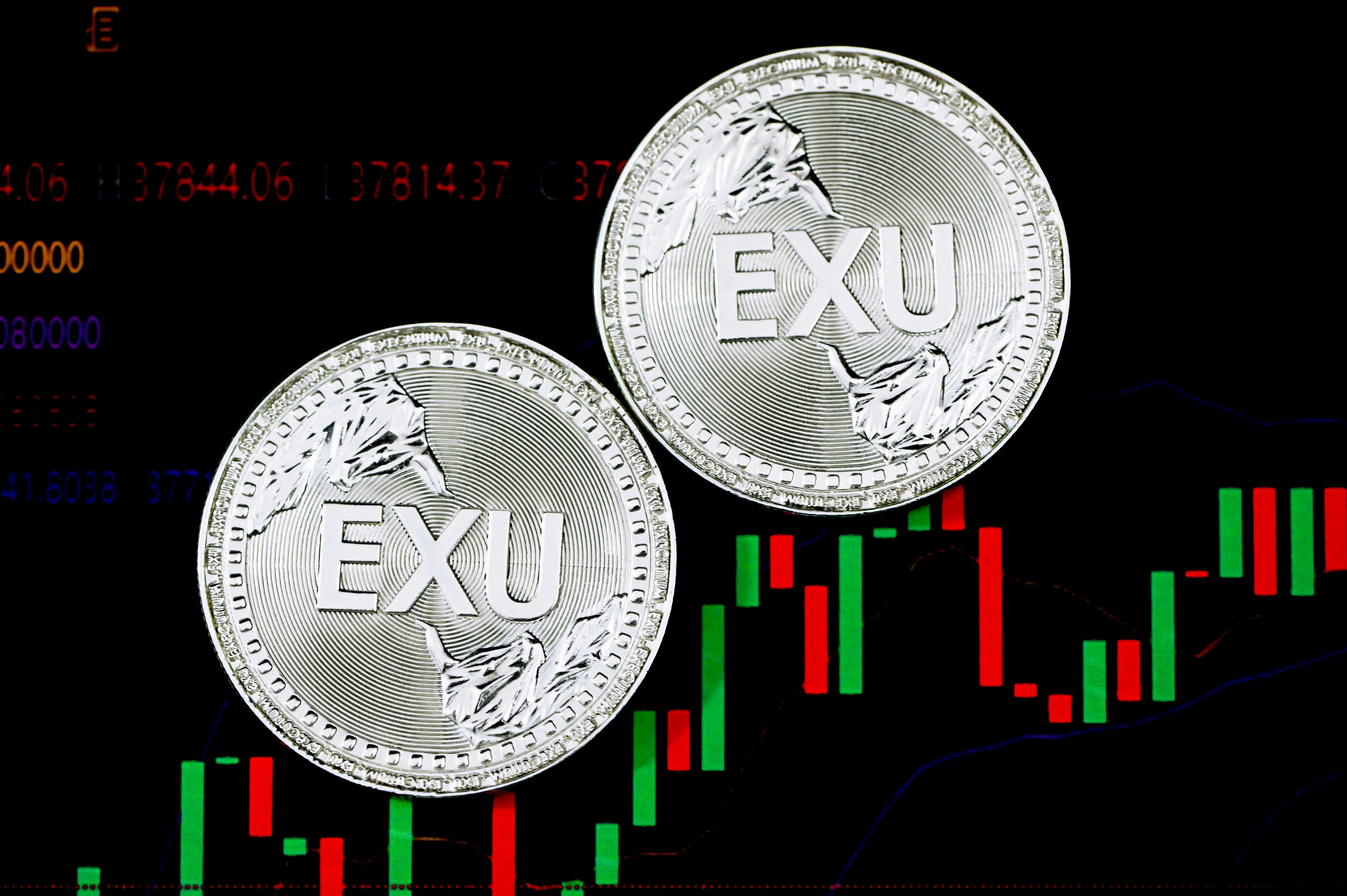 Two EXU coins on a trading chart